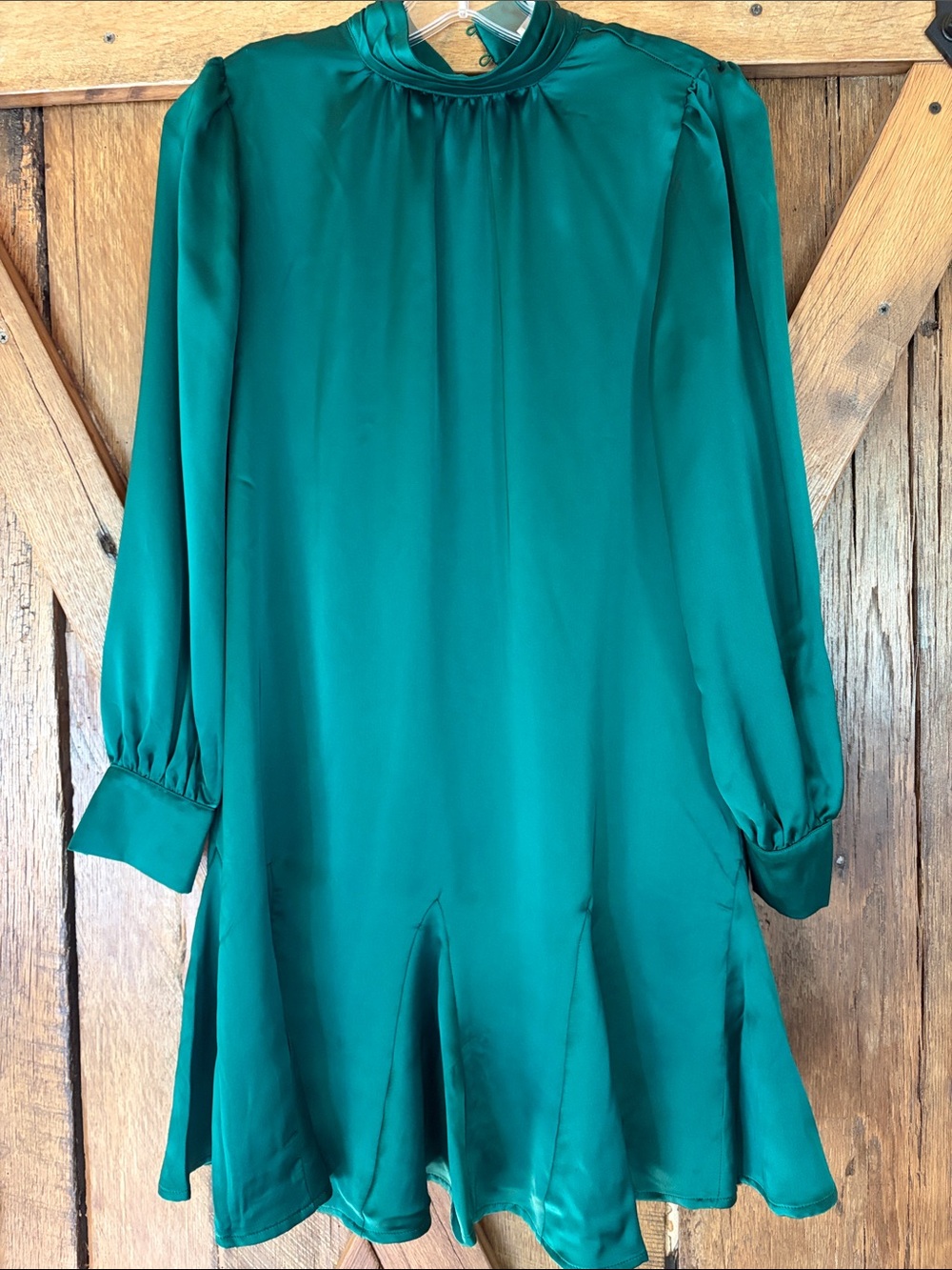 NWT LOFT S/P Emerald Green Satin Godet Mini Dress